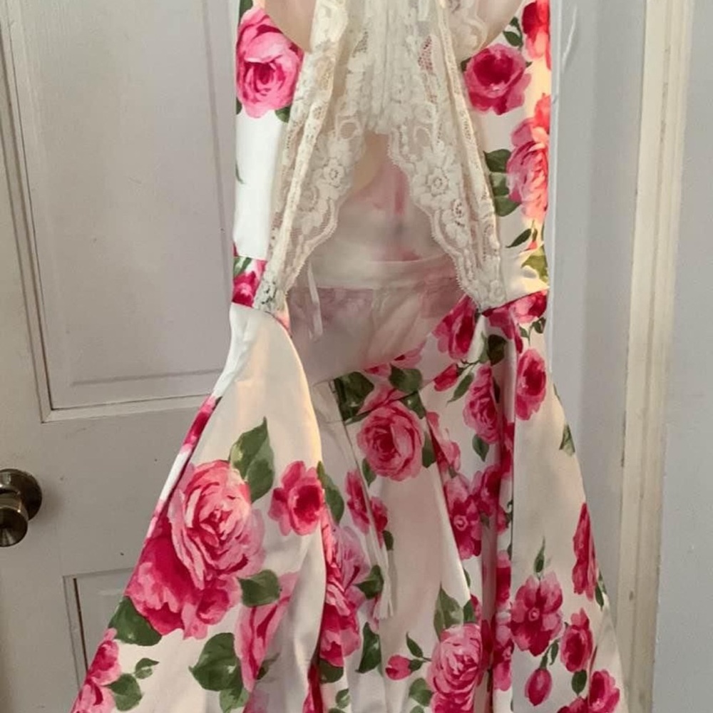 Floral Pink and White Dress